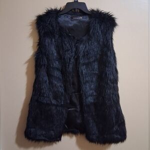 Black Faux Fur Sleeveless Vest